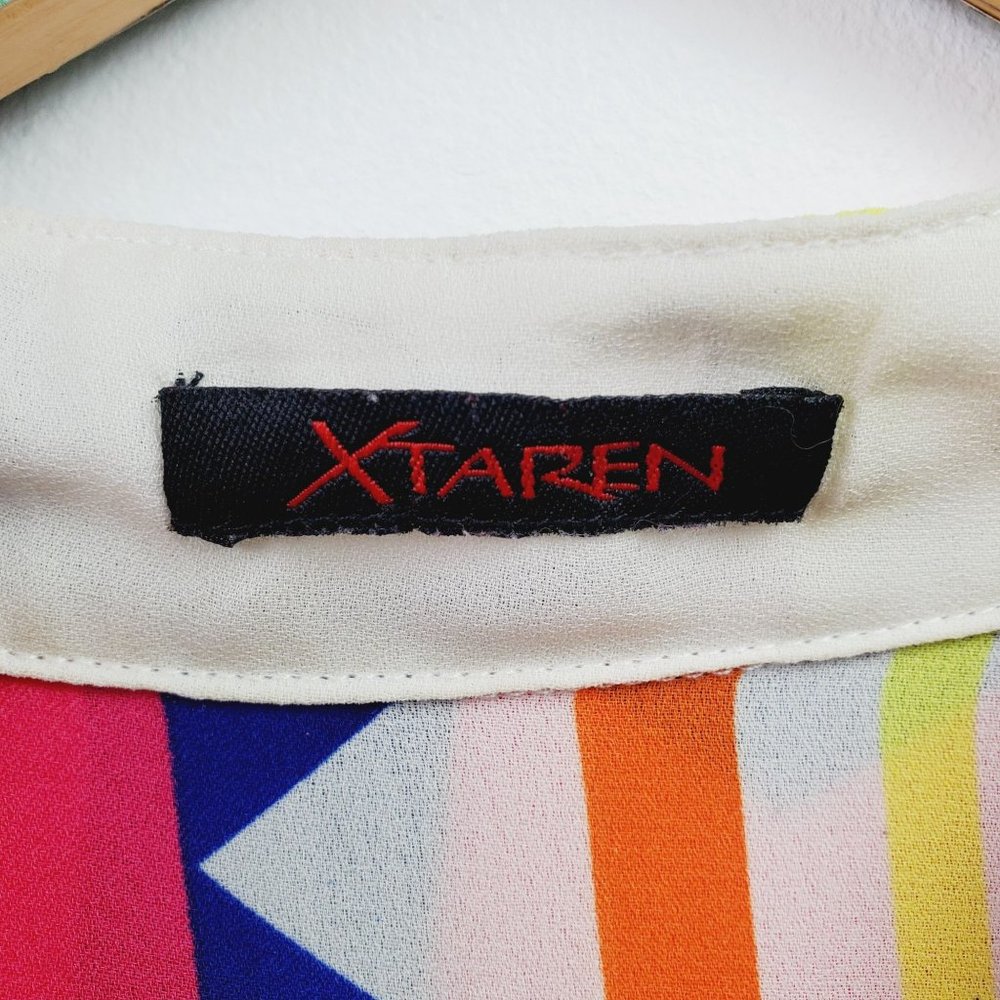 XTaren Stripped Sheer Colorful Tunic with Split Hem Sz Small - Picture 3 of 8